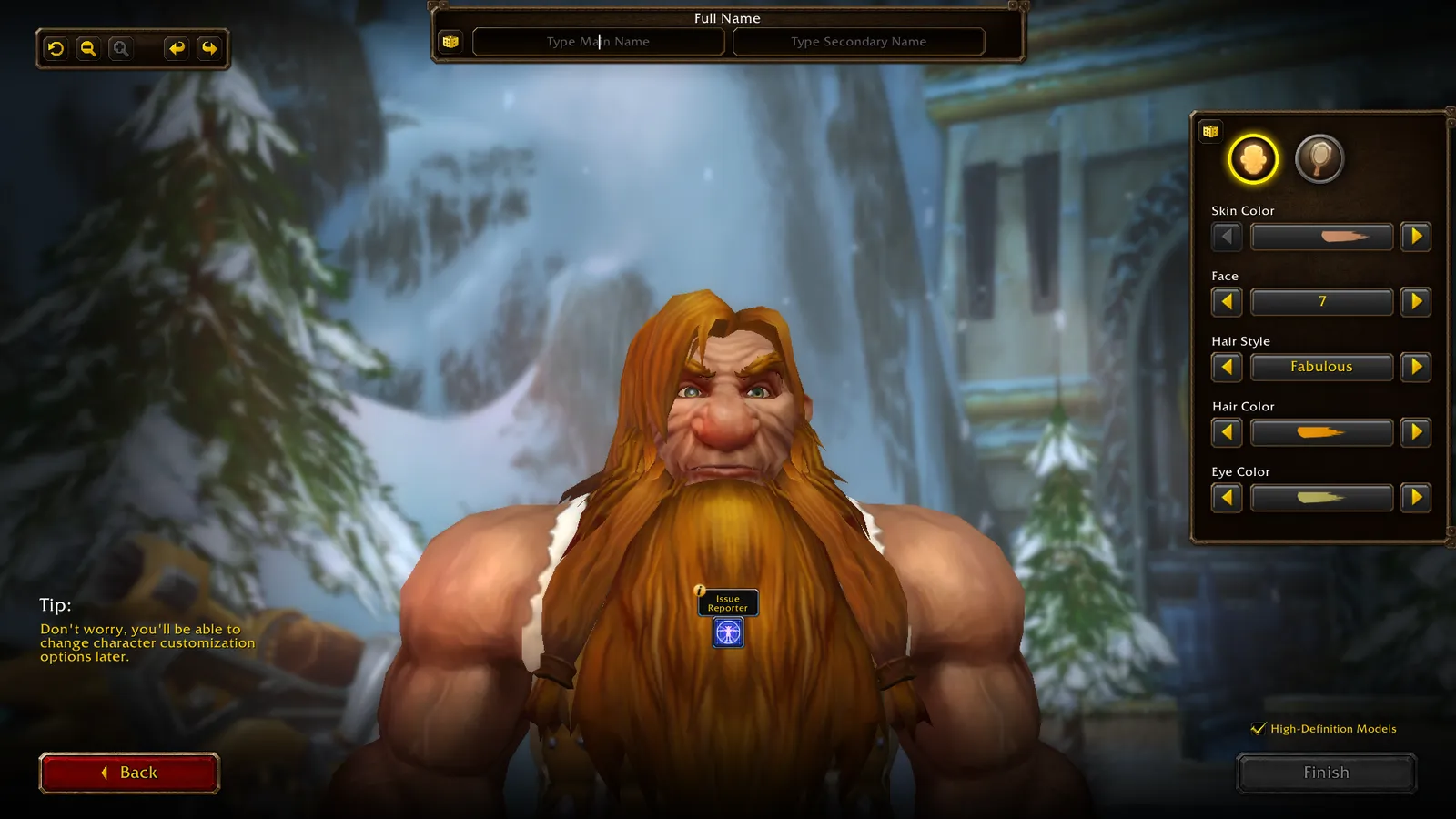 Customising a Dwarf in WoW Forever with High-Definition Models switched on