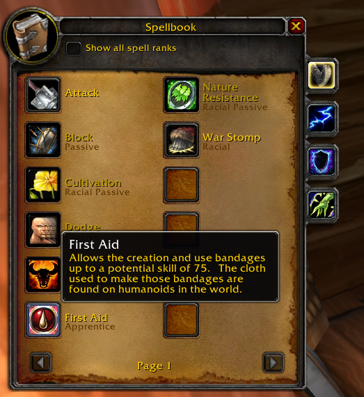 First Aid Spellbook - WoW