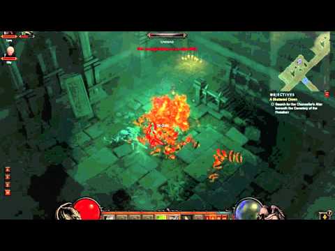 Diablo 3 Witch Doctor and Monk Fighting To Skeleton Beta Boss